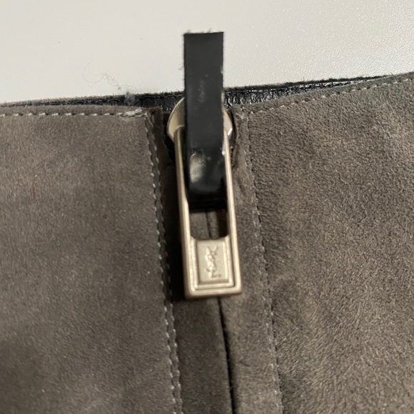 Yves Saint Laurent Platform Grey Suede Knee Boots - Picture 10 of 16